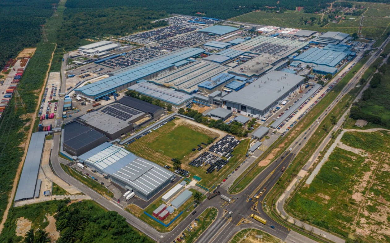 Aerial view of the Inokom vehicle assembly plant in Kulim, Kedah